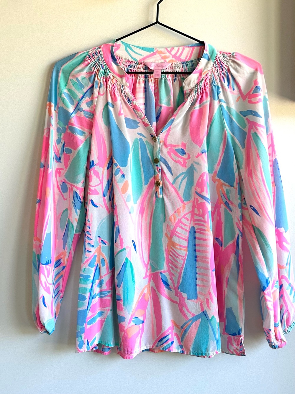 *Like New* Lilly Pulitzer Elsa Silk Blouse - Out to the Sea Print